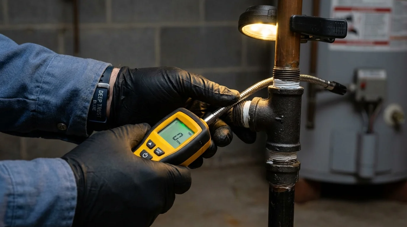 Gas leak detection with electronic sniffer by Johns Plumbing LLC in Port Royal