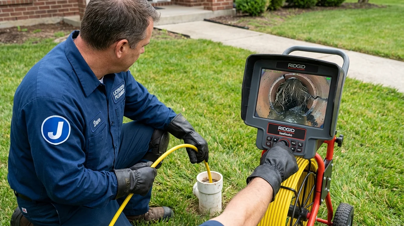 Sewer camera inspection being performed by Johns Plumbing LLC in Port Royal