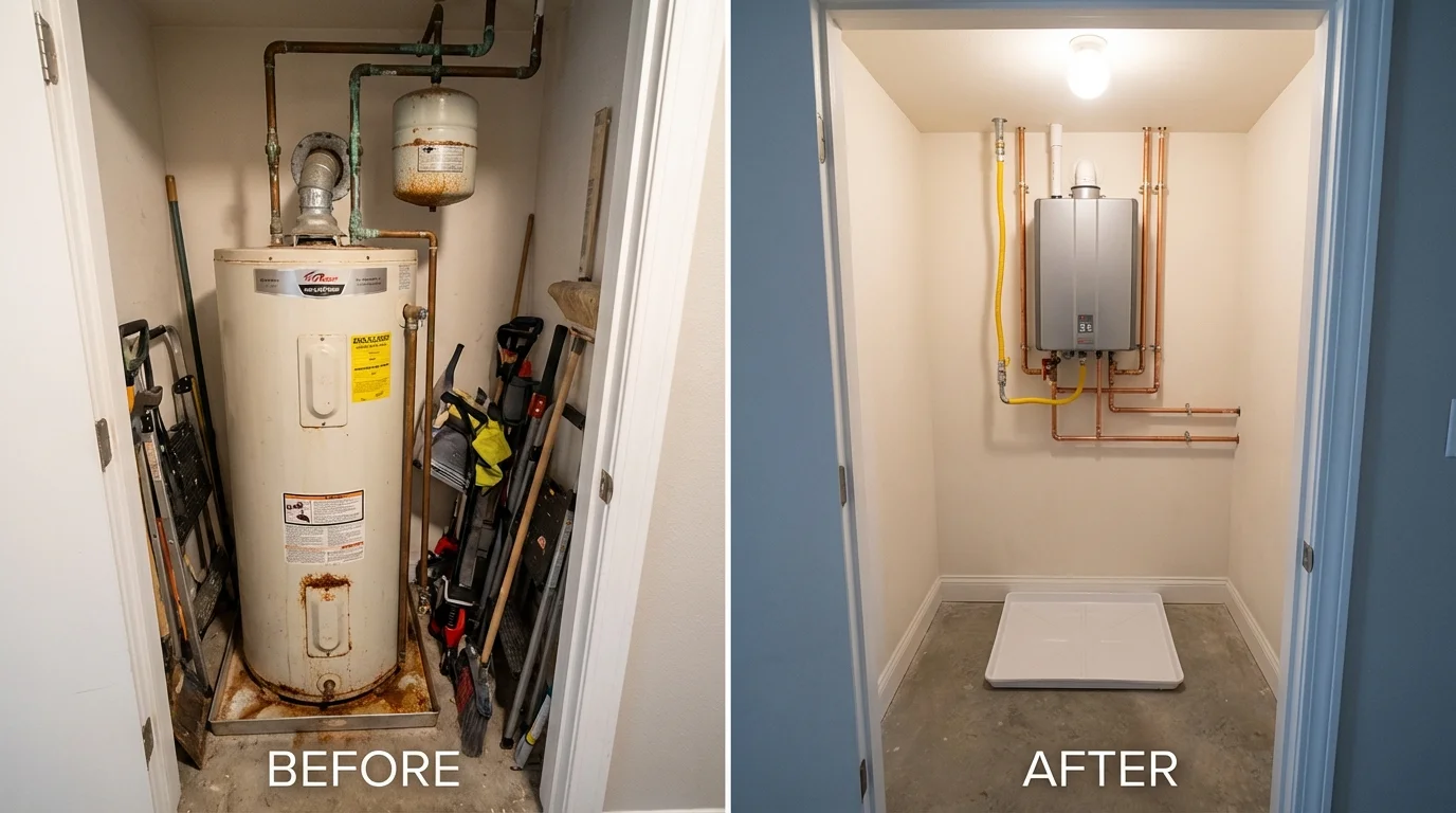 Tank water heater versus wall-mounted tankless unit comparison for Port Royal, SC homeowners