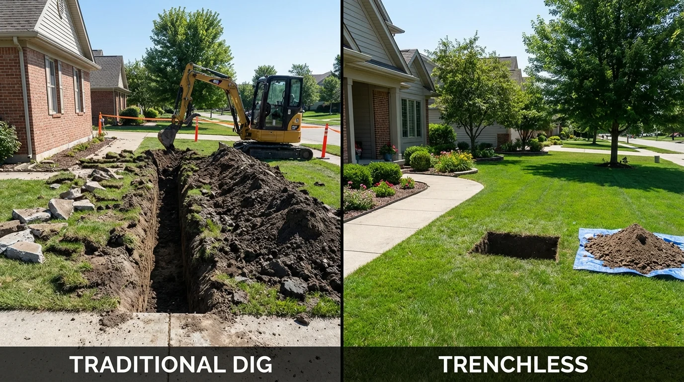 Trenchless sewer repair with minimal yard damage versus traditional excavation in Port Royal, SC